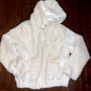 Off white faux fur jacket